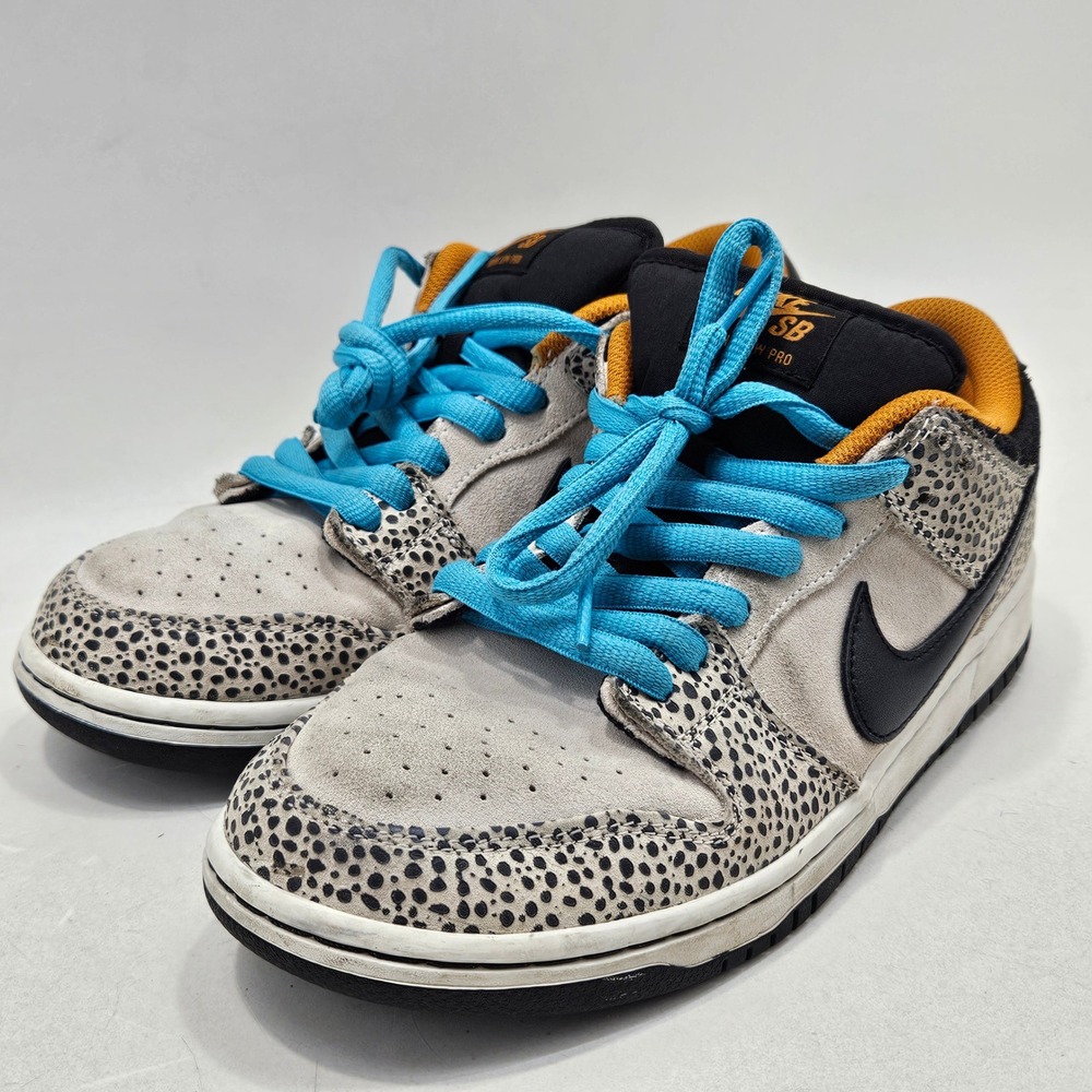 Nike SB Dunk Low Pro Mens 9.5 Phantom Black Monarch Safari FZ1233-002 Sneakers